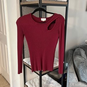 Red skin tight blouse